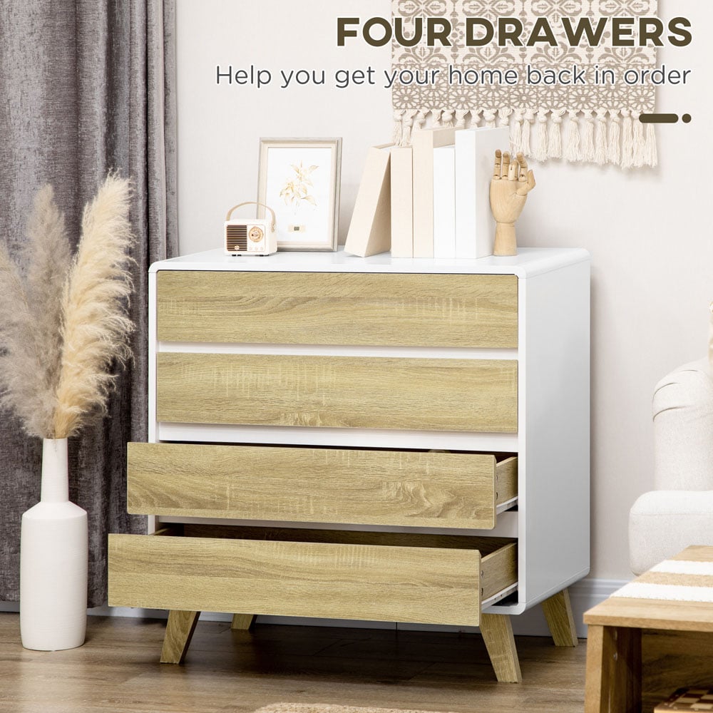 Portland 4 Drawer Oak Chest of Drawers Image 7