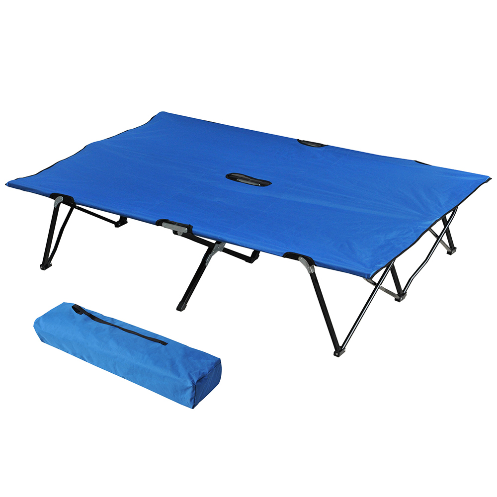 Outsunny Foldable Camping Cot Bed Blue Image 1