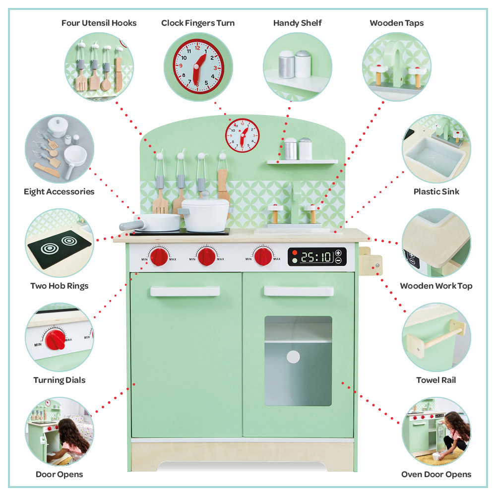 Liberty House Toys Kids Retro Play Kitchen with Accessories Image 3