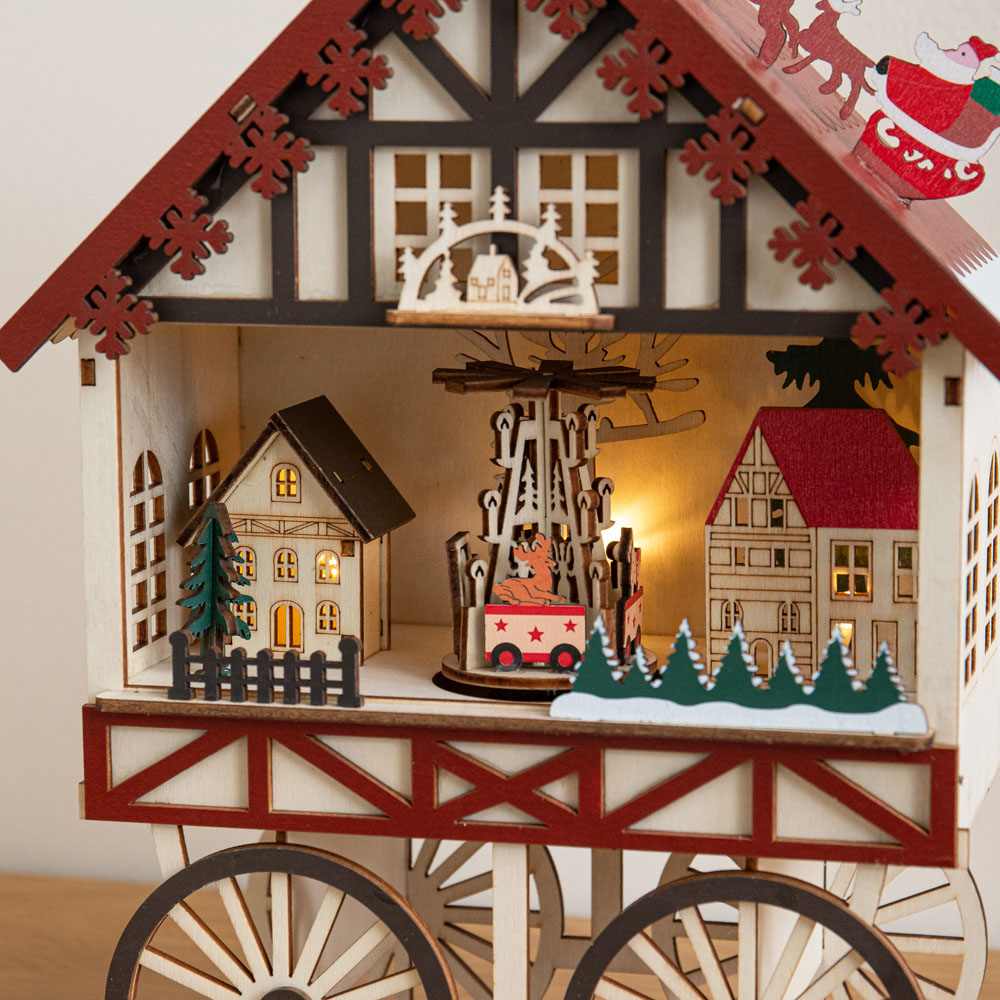 Samuel Alexander LED Wooden Christmas Carriage Musical Scene 27cm Image 4