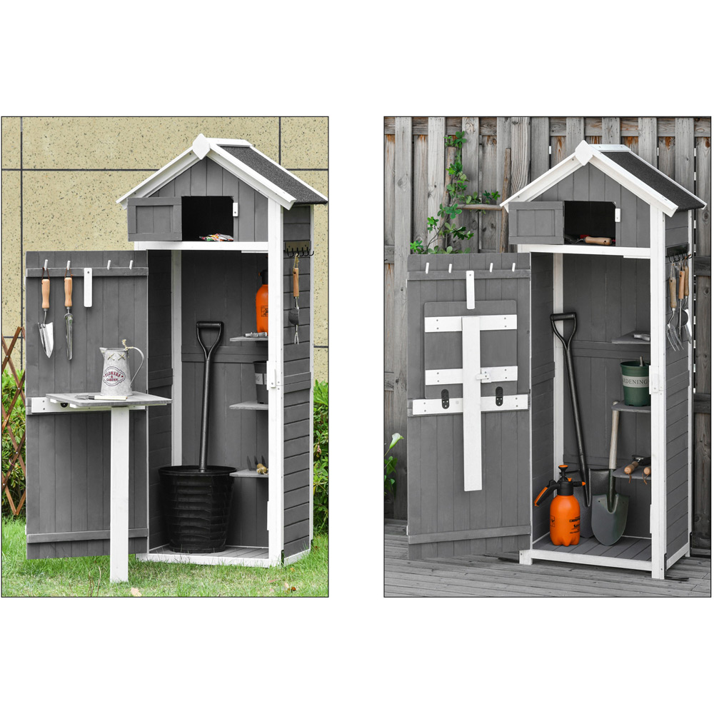 Outsunny 2 x 1.4ft Grey Wooden Tool Shed Image 4