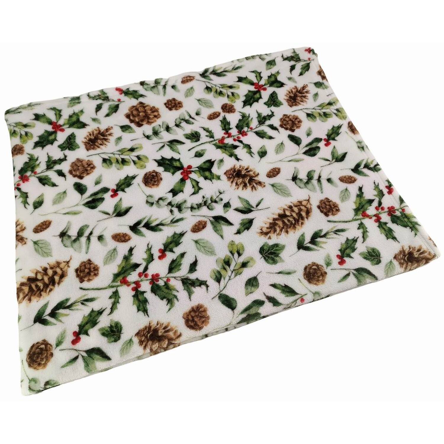Christmas Foliage Fleece Throw Multicolour Image 2
