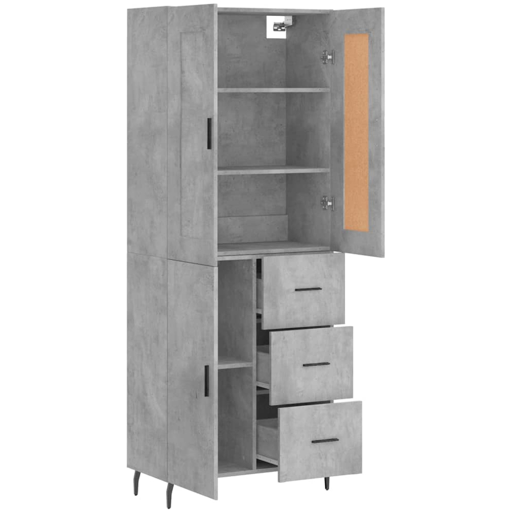 vidaXL 3 Door 3 Drawer Concrete Grey Highboard Image 4