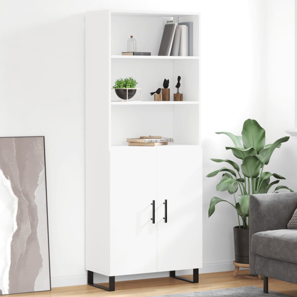 vidaXL 2 Door 3 Shelf White Highboard Image 1