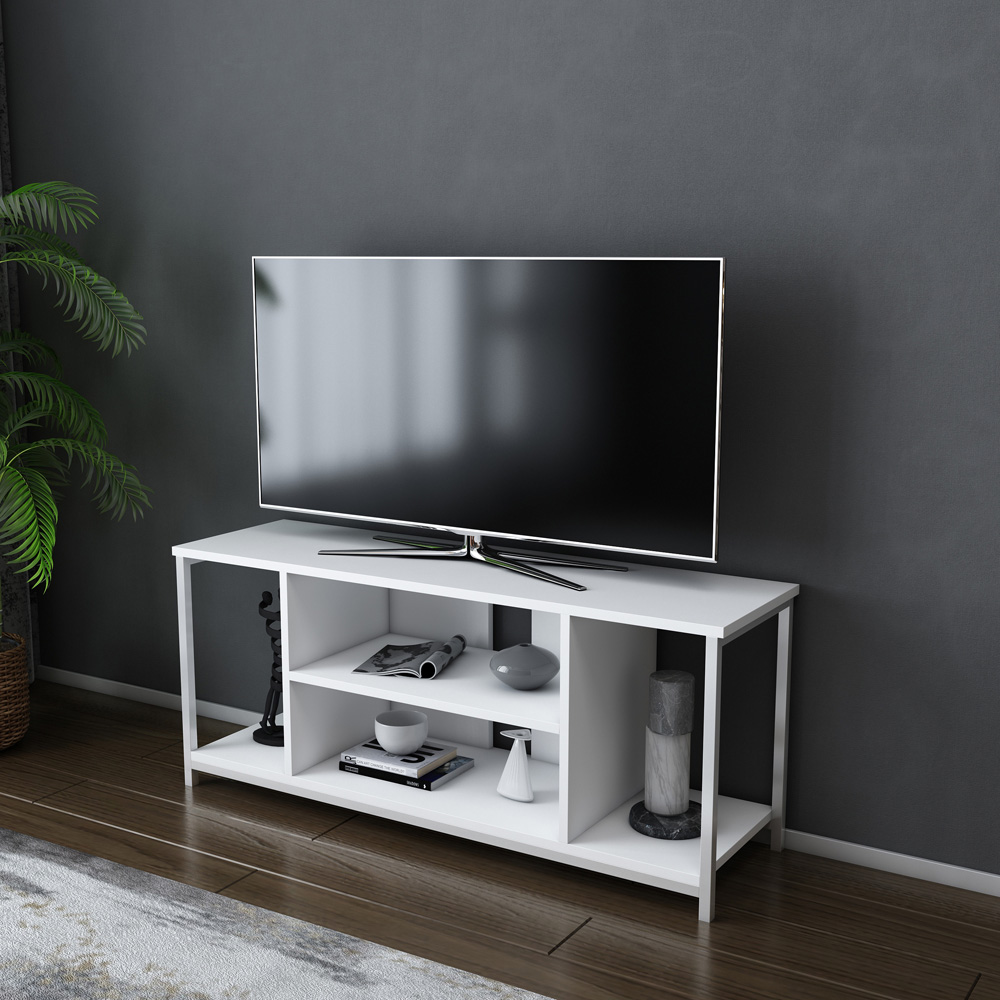 Decorotika Rinaldo 4 Open Shelf White Wide TV Unit Image 5