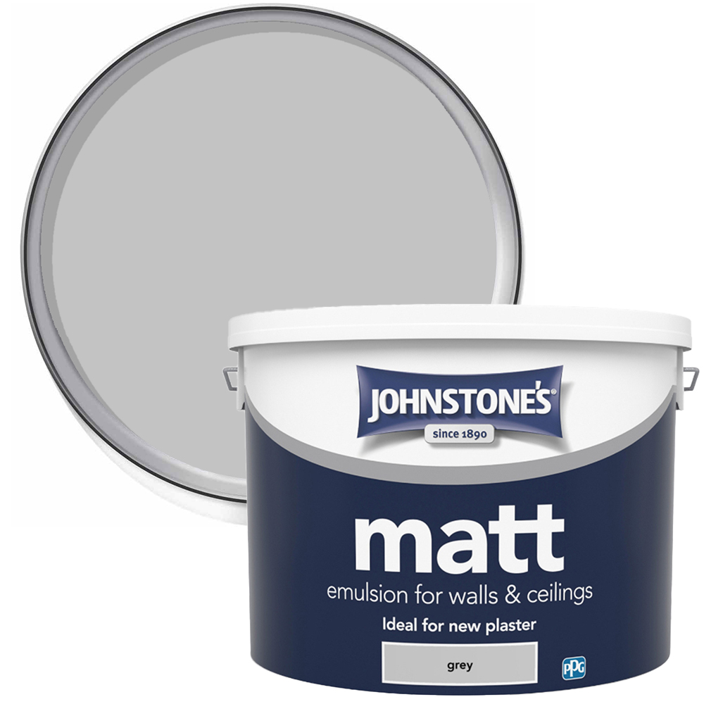 Johnstone's Walls & Ceilings Grey Emulsion Paint 10L Image 1