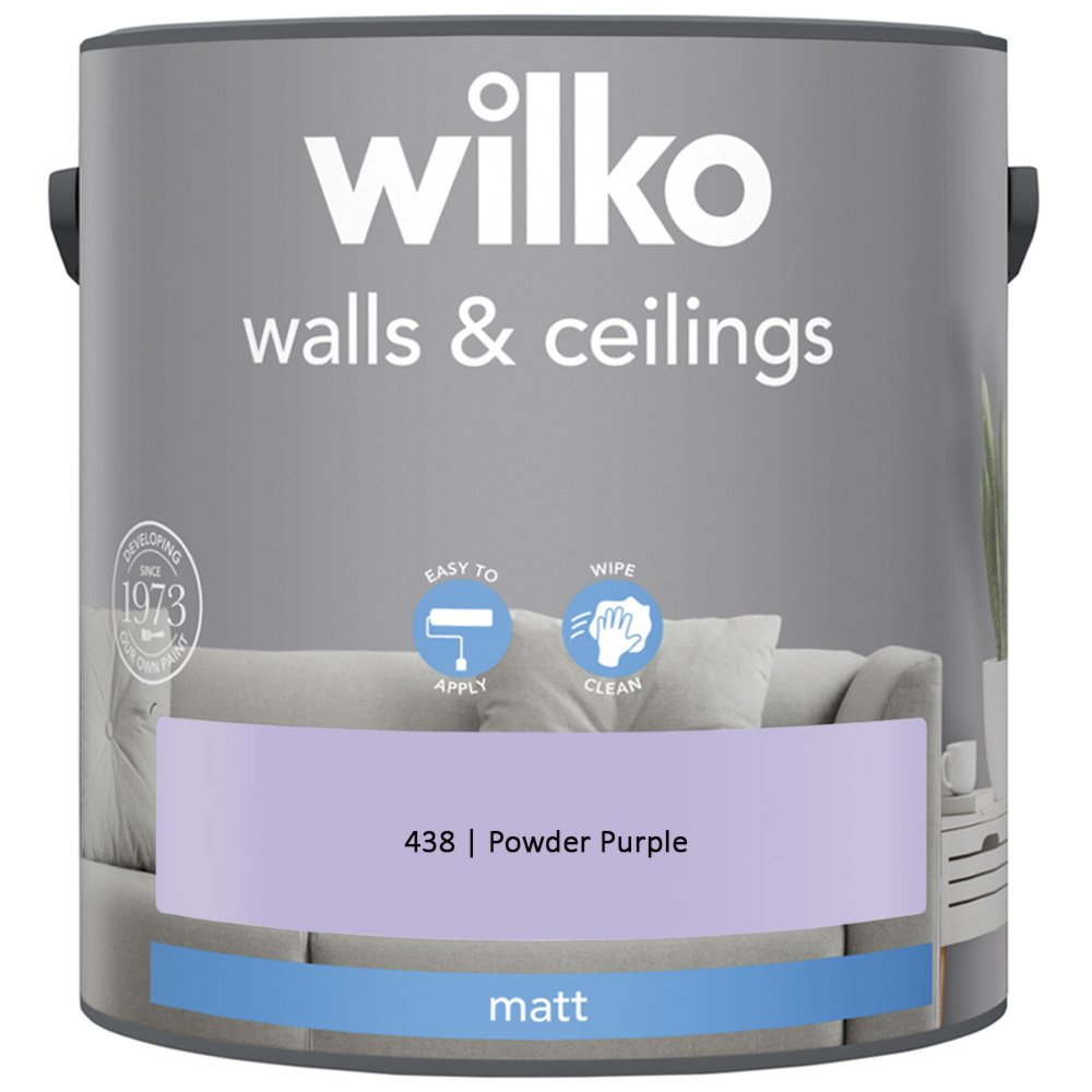 Wilko Walls & Ceilings Powder Purple Matt Emulsion Paint 2.5L Image 2