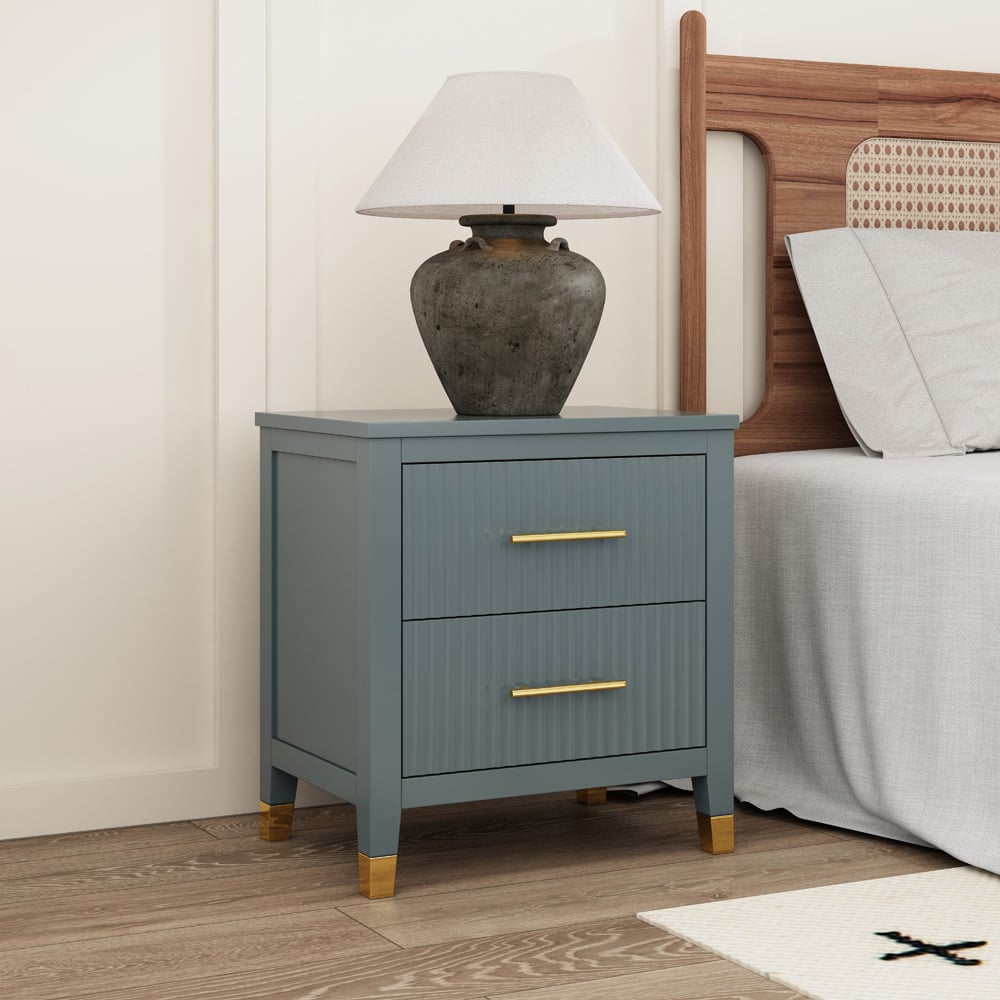 Biasi 2 Drawers Grey Bedside Table Image 5
