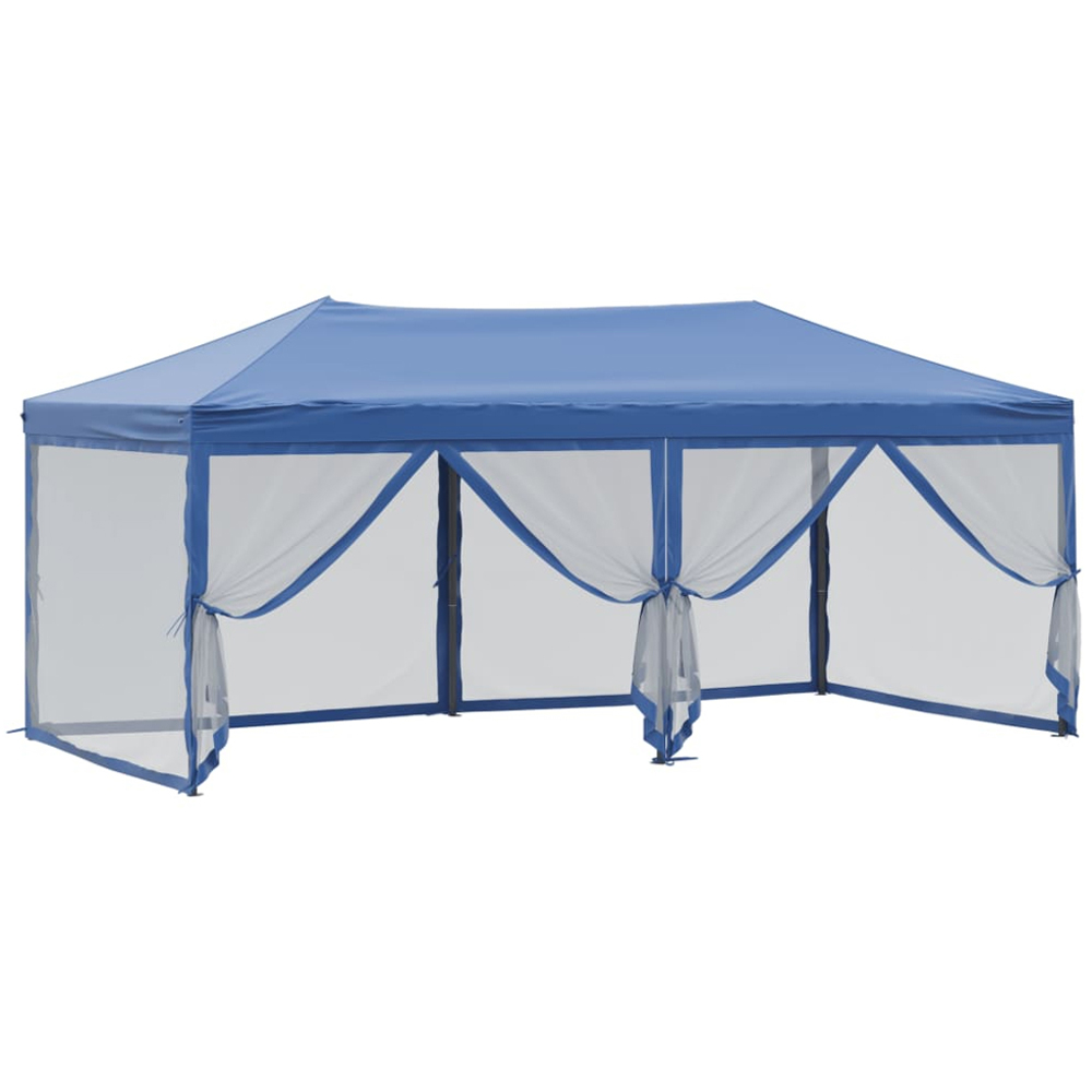vidaXL 3 x 6m Blue Foldable Party Tent with Sidewalls Image 6