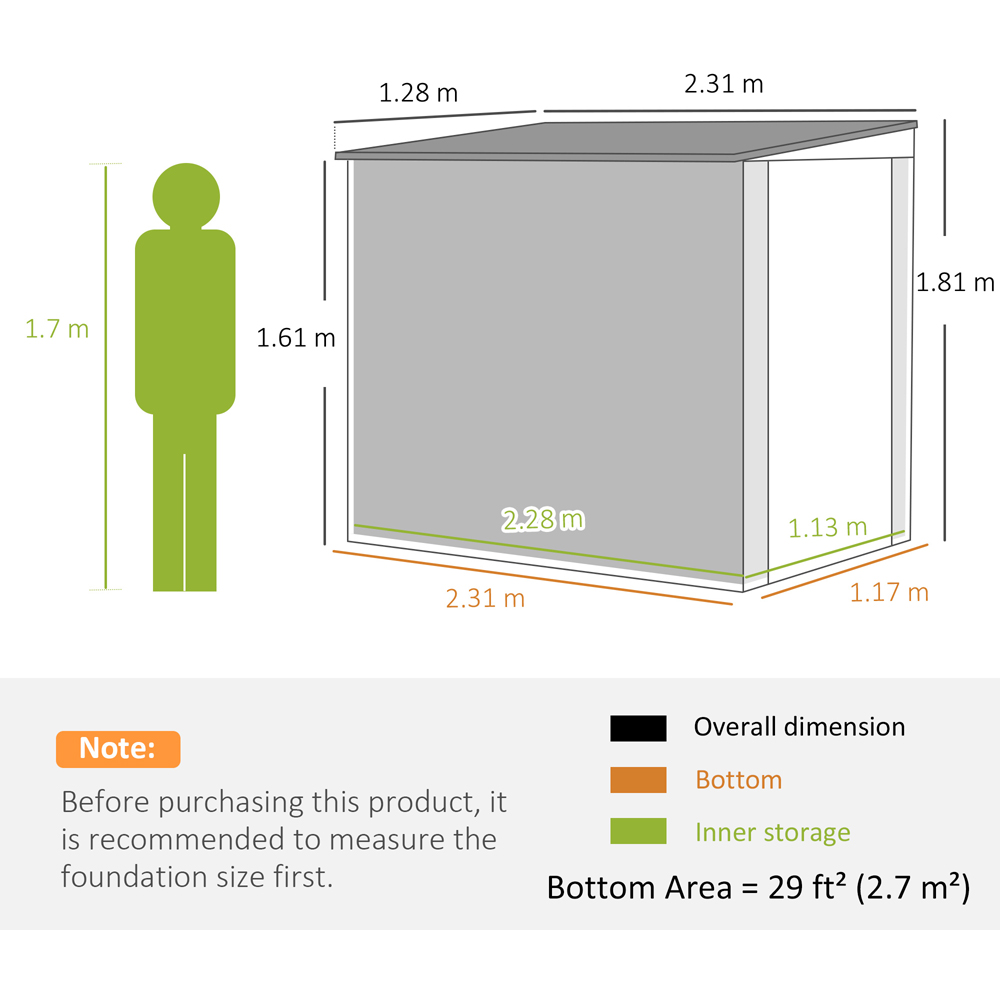 Outsunny 7.6 x 4ft Dark Grey Garden Storage Shed with Window Image 9