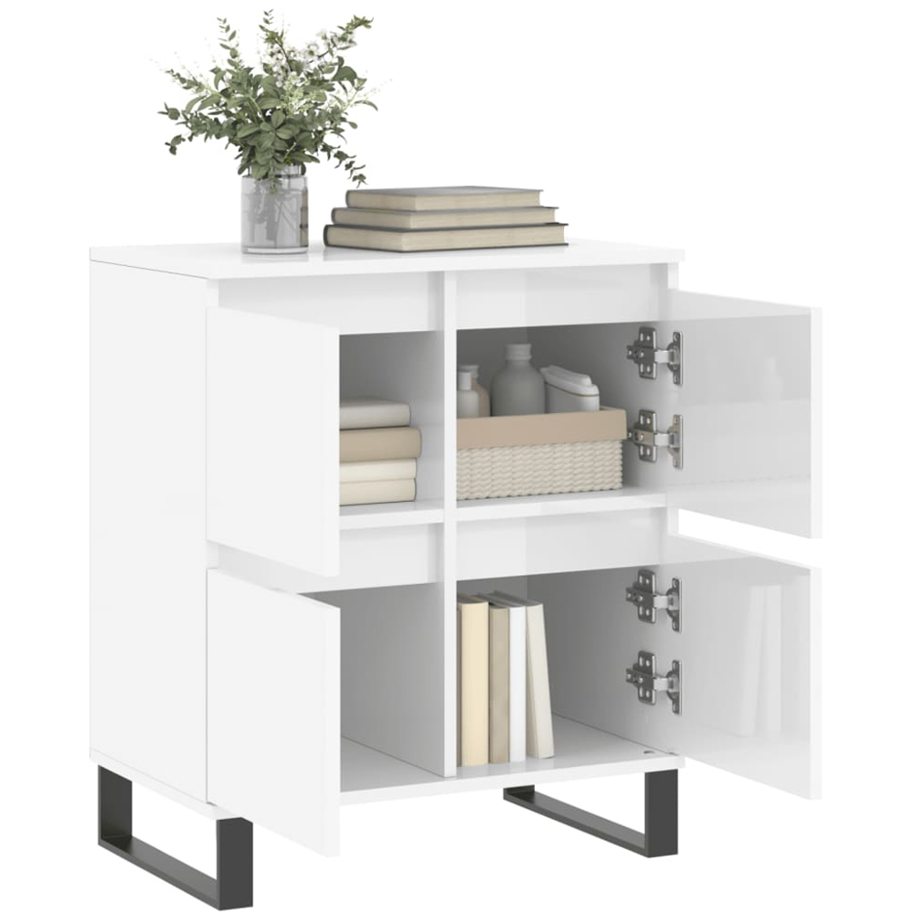vidaXL 4 Door High Gloss White Sideboard Image 4