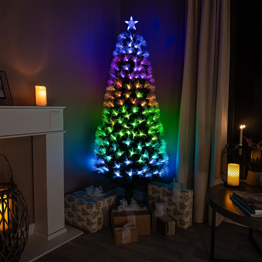 The Christmas Centre 130 Multicolour LED Green Fibre Optic Artificial Xmas Tree with Remote 4ft Image 2