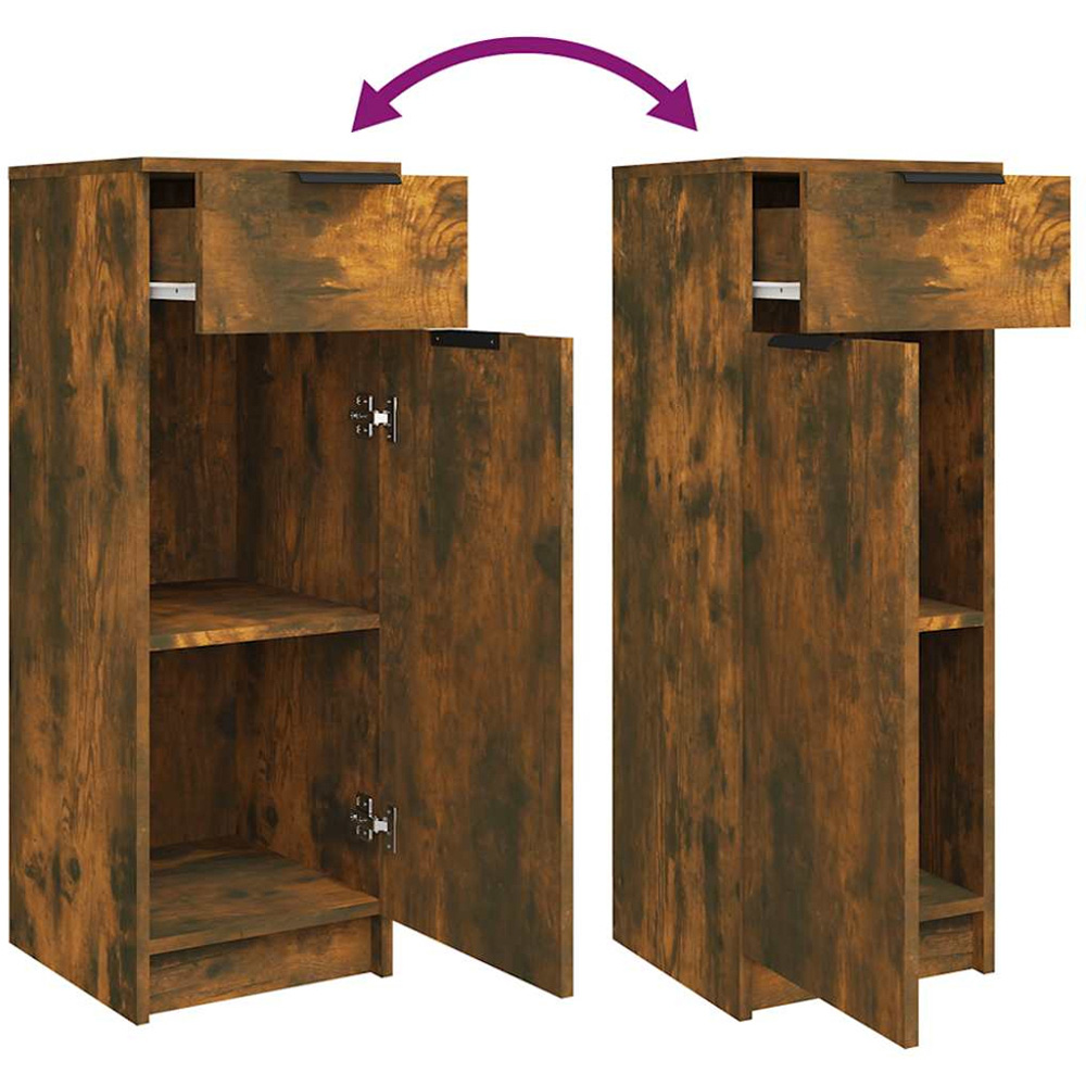 vidaXL Single Door Single Drawer Smoked Oak Bathroom Cabinet Image 7