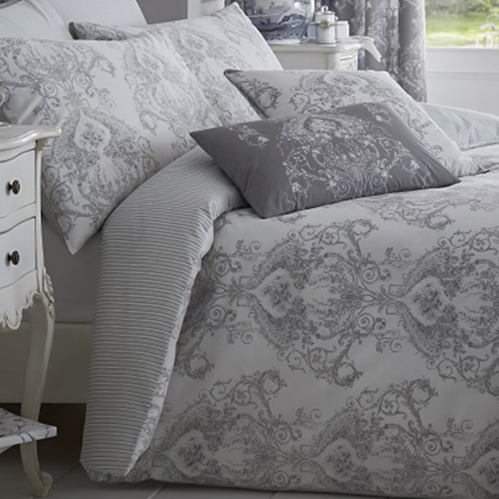 Bellissimo Home Double Grey Toile Duvet Set Image 2