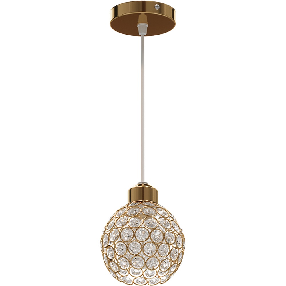 Living and Home Gold Iron Spherical Clear Glass Shade E27 Pendant Light Image 1