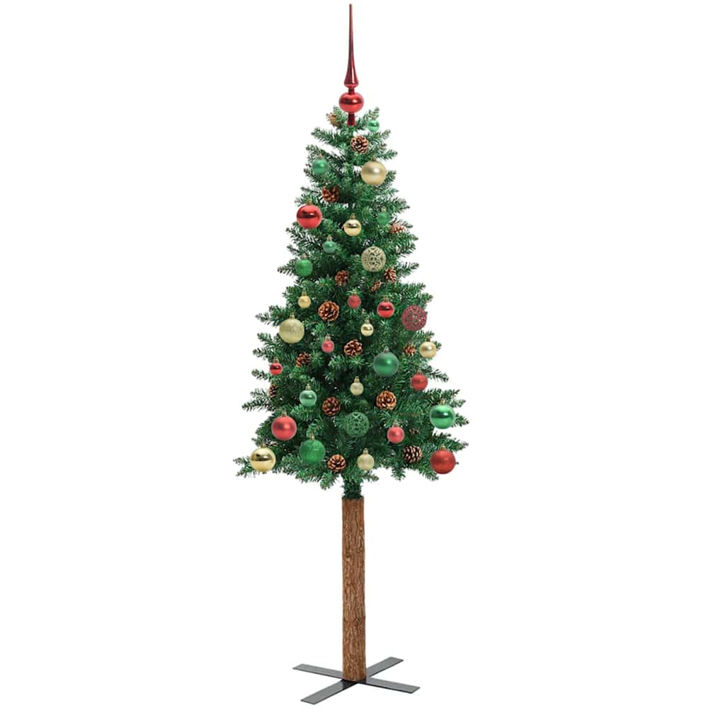 vidaXL Green Artificial Christmas Tree with Pinecones LEDs Multicolour Ornaments 5ft Image 6