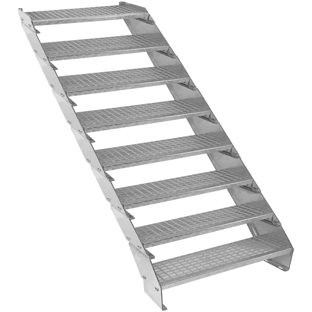 MonsterShop 8 Section Adjustable Galvanised Staircase 900mm Image 1