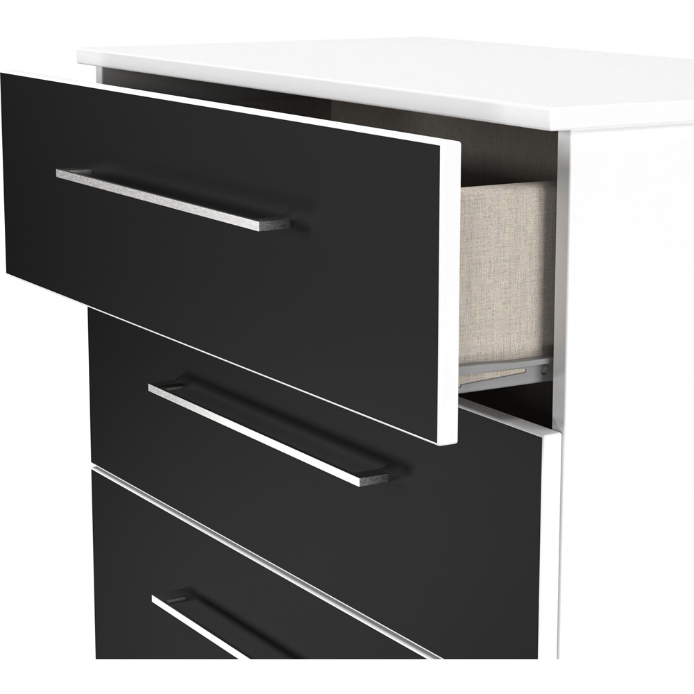 Crowndale Worcester 4 Drawer Matt Black and White Deep Chest of Drawers Ready Assembled Image 6