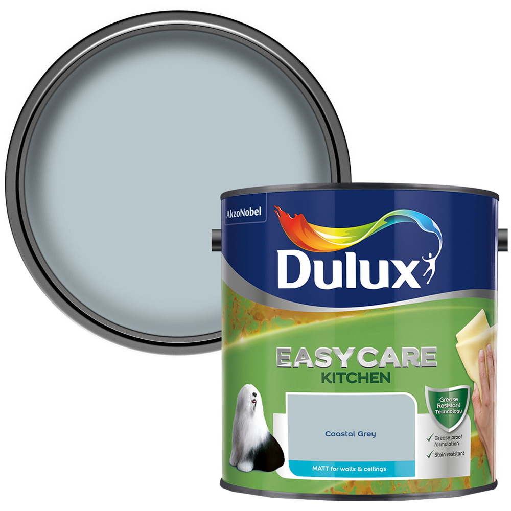 Dulux Easycare Kitchen Coastal Grey Matt Paint 2.5L Image 1
