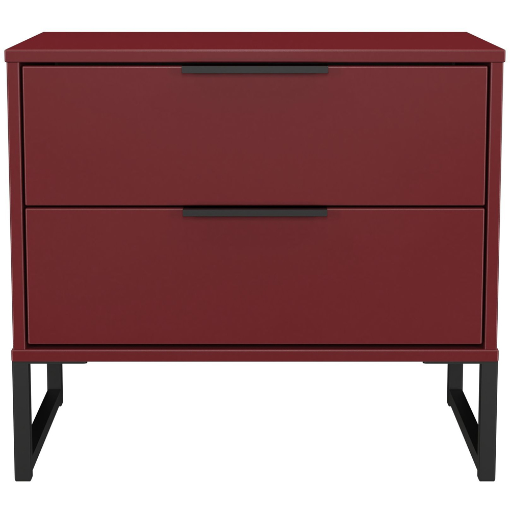 Crowndale Hong Kong 2 Drawer Red Matt Side Table Ready Assembled Image 3