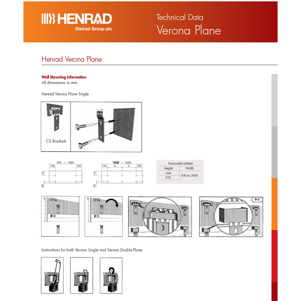 Henrad Verona White Plane Double Radiator 440 x 800mm Image 5