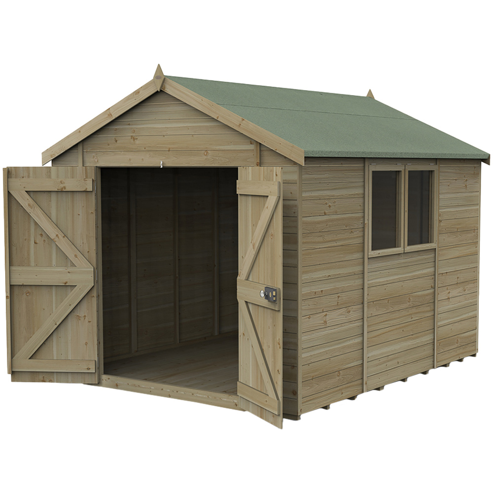 Forest Garden Timberdale 10 x 8ft Double Door Pressure Treated Apex Shed Image 3
