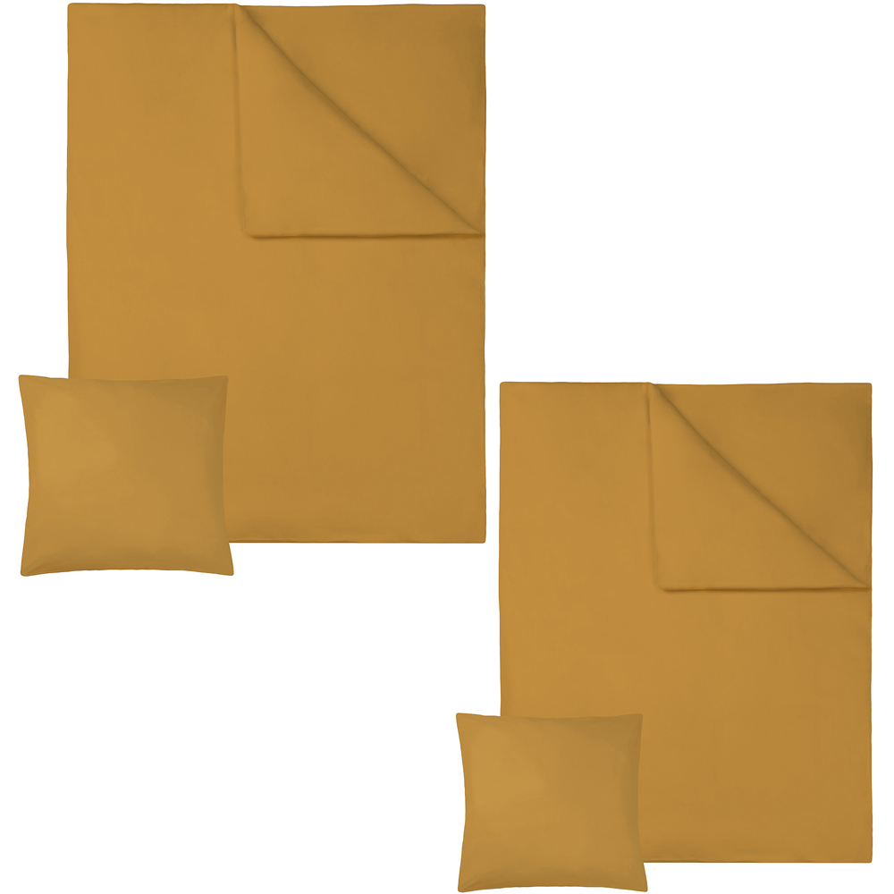 tectake Double Brown Cotton Duvet Cover Set 2 Pack Image 2