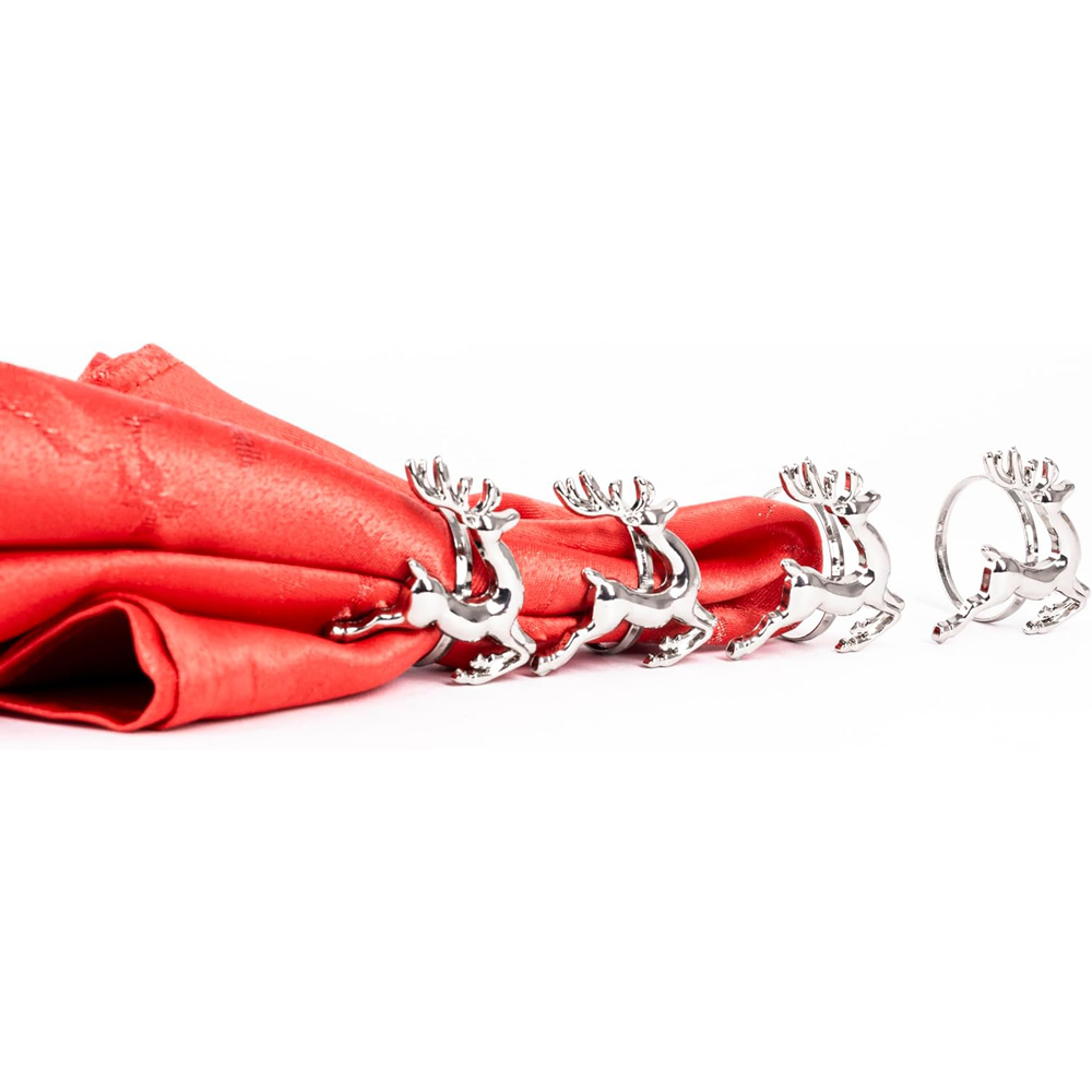 Marco Paul Silver Christmas Stag Napkin Rings Image 3