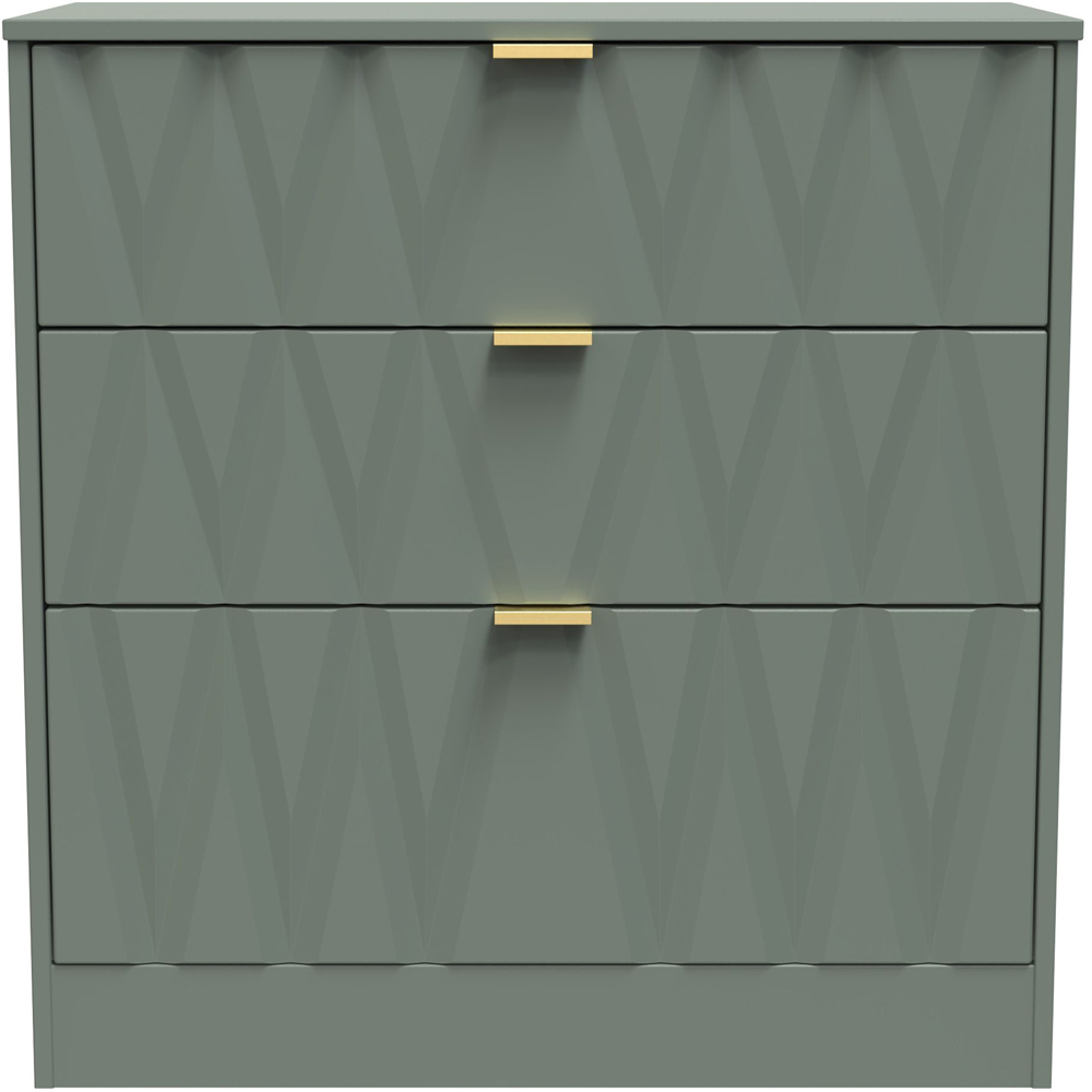 Crowndale Las Vegas Reed Green 3 Drawer Deep Chest of Drawers Ready Assembled Image 3