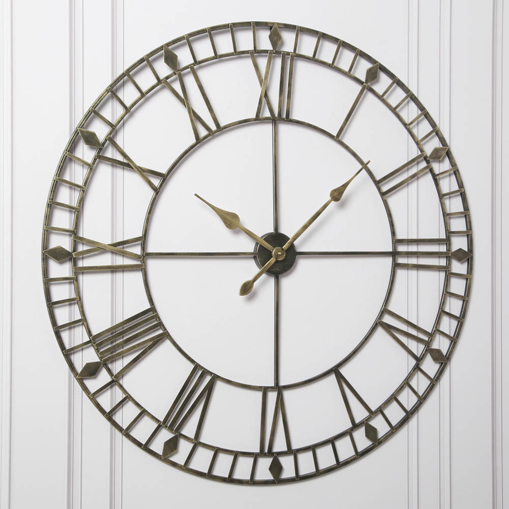 EOS Black Gold Skeleton Wall Clock with Roman Numerals 100cm Image 6