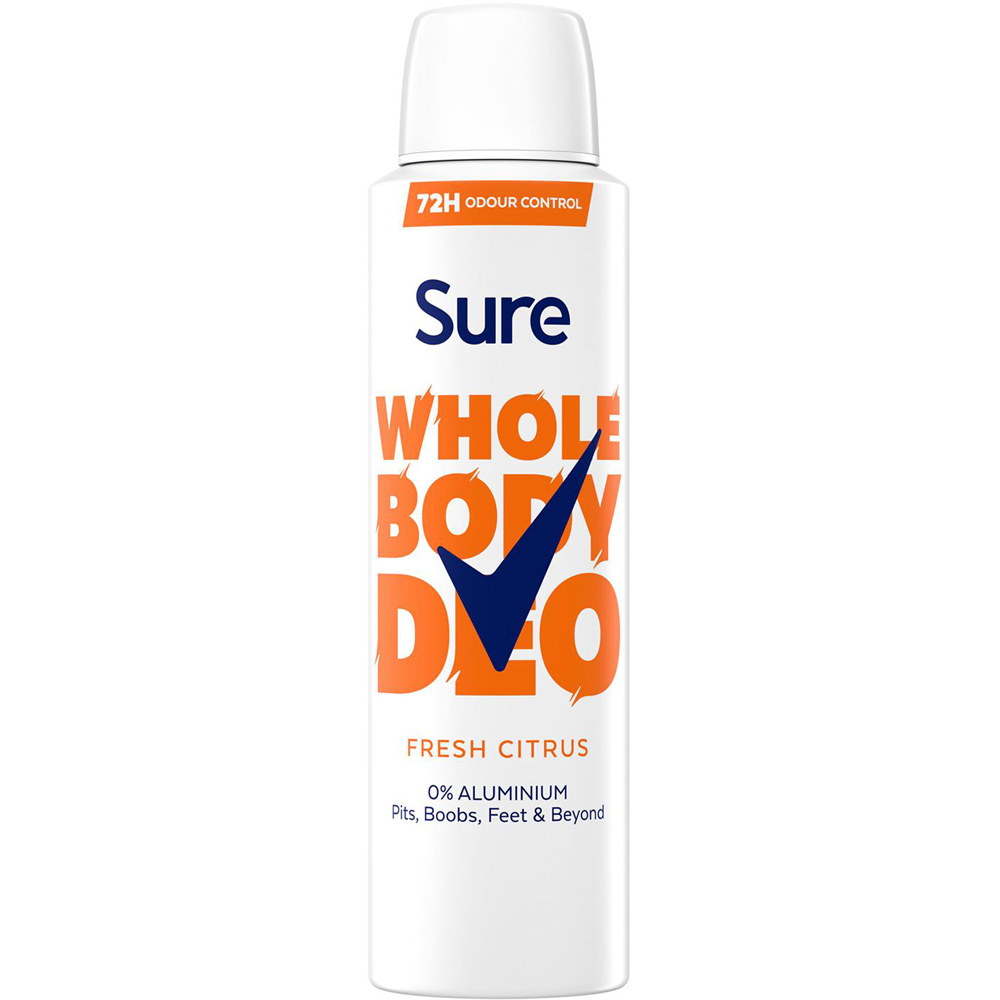 Sure Women Aluminium Free Whole Body Fresh Citrus Deodorant Spray 150ml 6 Pack Image 2