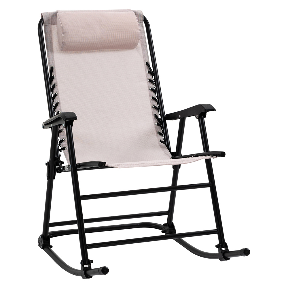 Outsunny Beige Zero Gravity Folding Rocking Chair Image 2