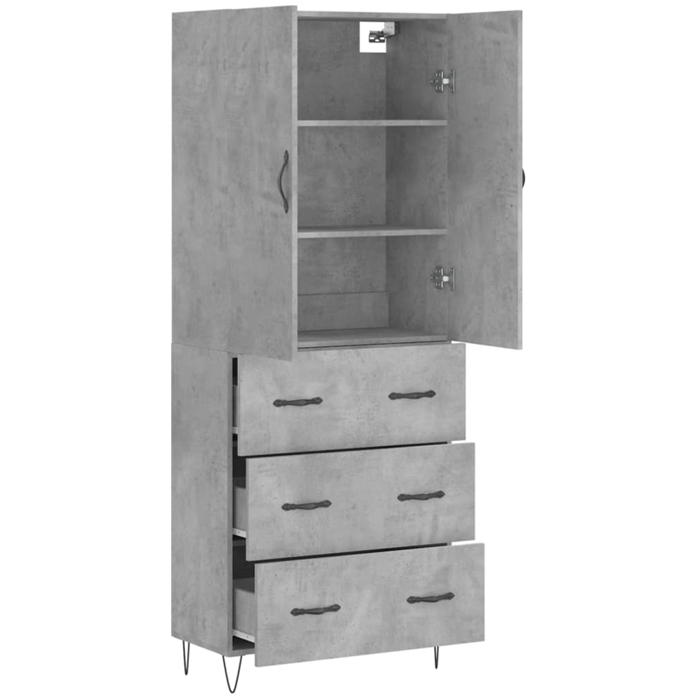 vidaXL 2 Door 3 Drawer Concrete Grey Highboard with Hairpin Legs Image 2