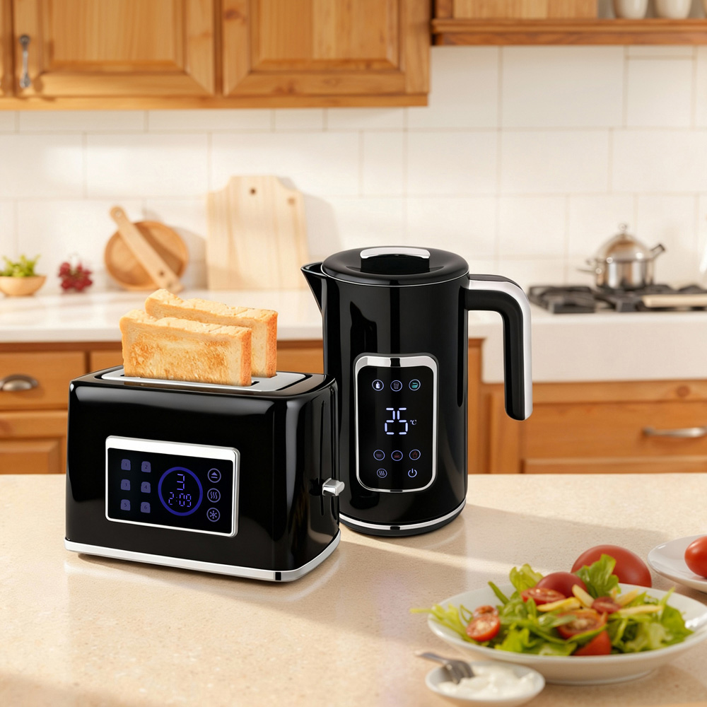 HOMCOM 800-282V70BK Black Rapid Boil 1.7L Kettle and 2 Slice Toaster Set Image 3