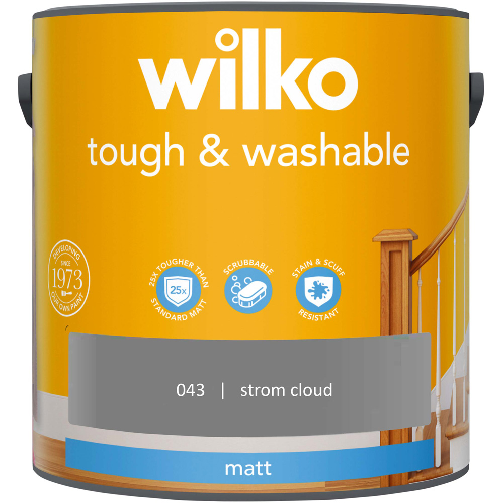 Wilko Tough & Washable Storm Cloud Matt Emulsion Paint 2.5L Image 2