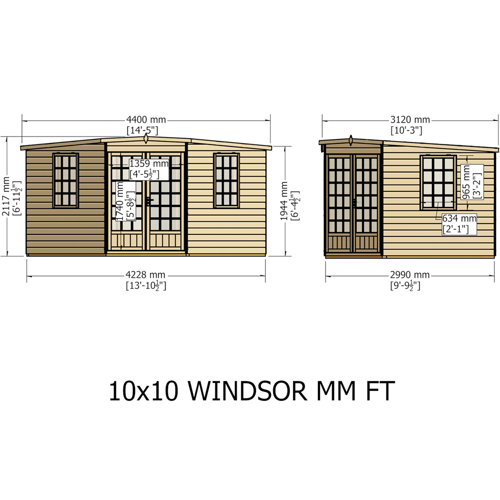 Shire Windsor 10 x 10ft Double Door Shiplap Pent Summerhouse Image 9