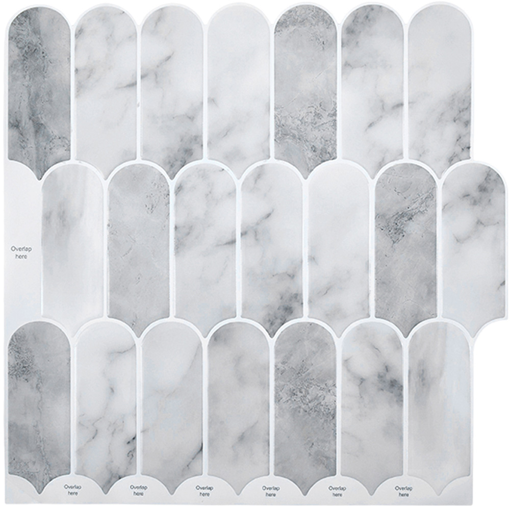 Living and Home Light Grey Marble Arch Self Adhesive Wall Sticker 10 Pack Image 2