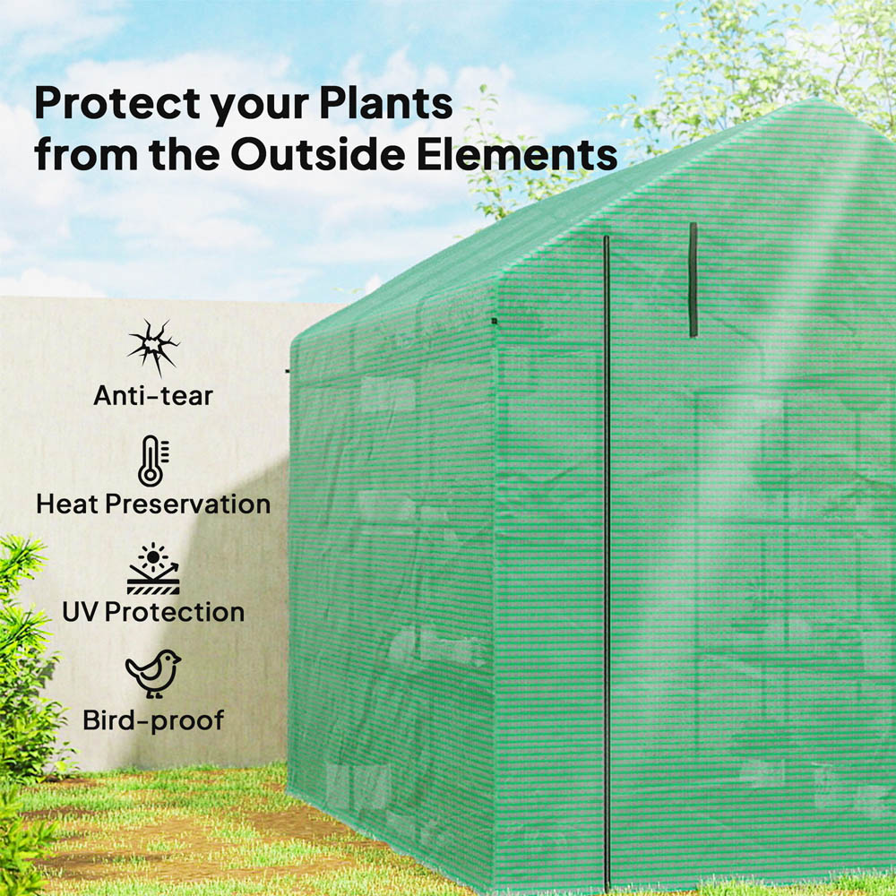 Outsunny Green 8 x 6ft Walk In Polytunnel Greenhouse Image 4