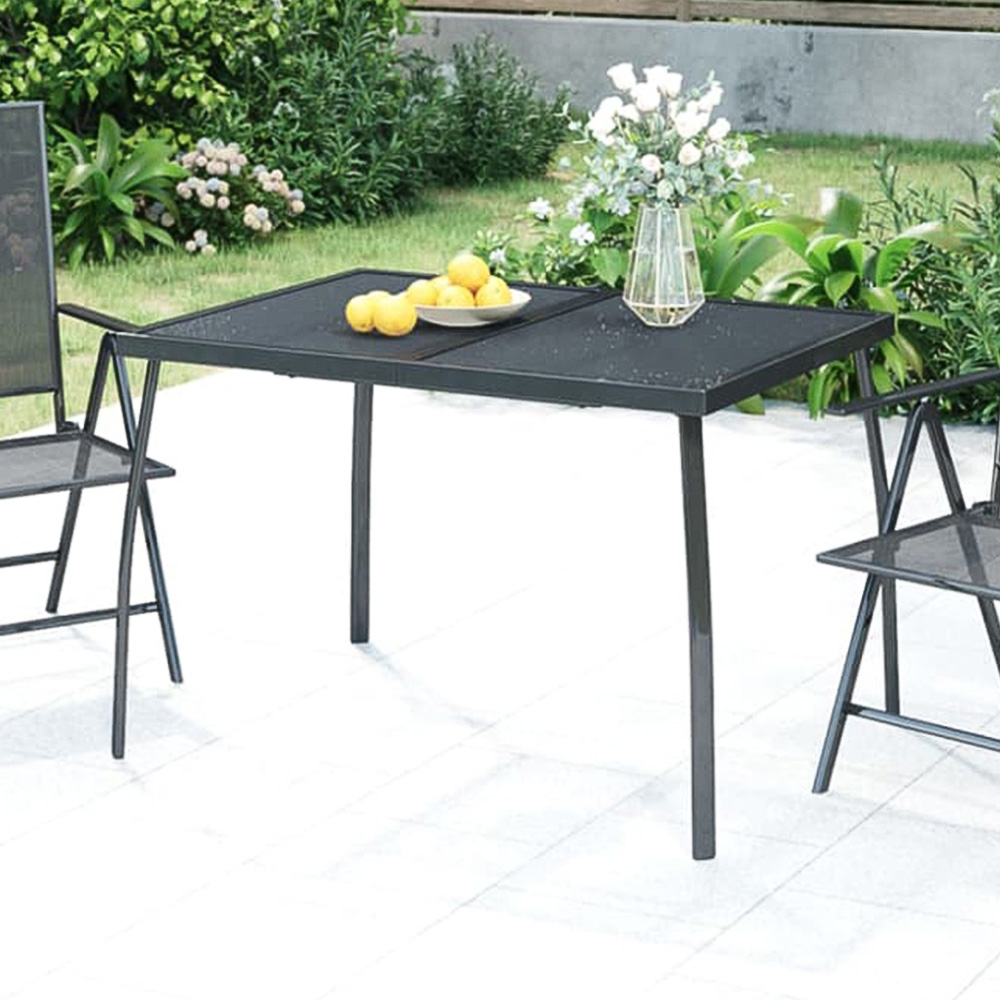 vidaXL 2 Seater Anthracite Steel Mesh Rectangular Garden Table Image 1