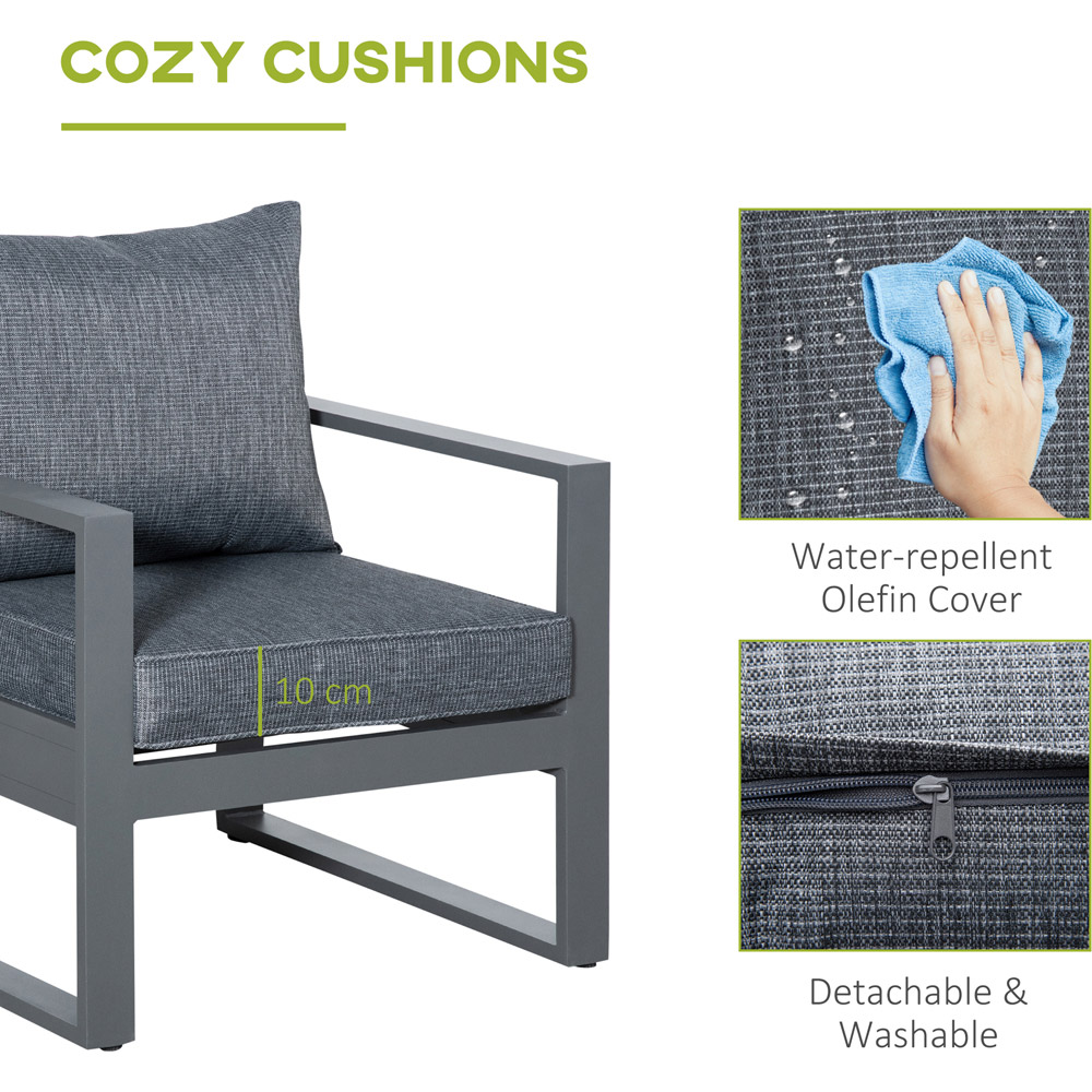 Outsunny 4 Seater Dark Grey Aluminium Garden Lounge Sofa Set Image 4