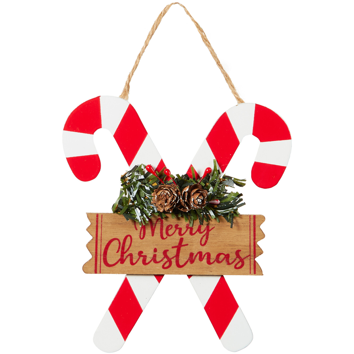 Merry Xmas Candy Cane Hanging Decoration Image 1