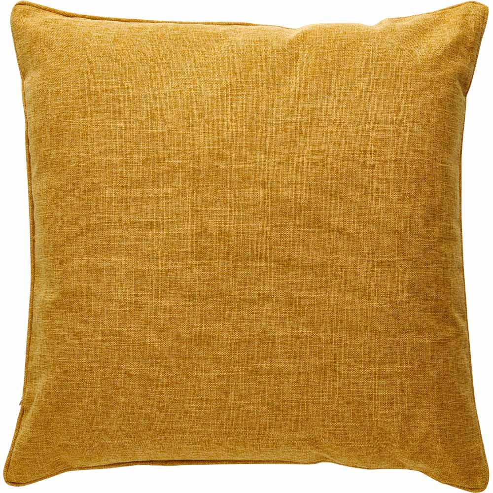 Wilko Ochre Faux Linen Cushion 55x55cm Image 1