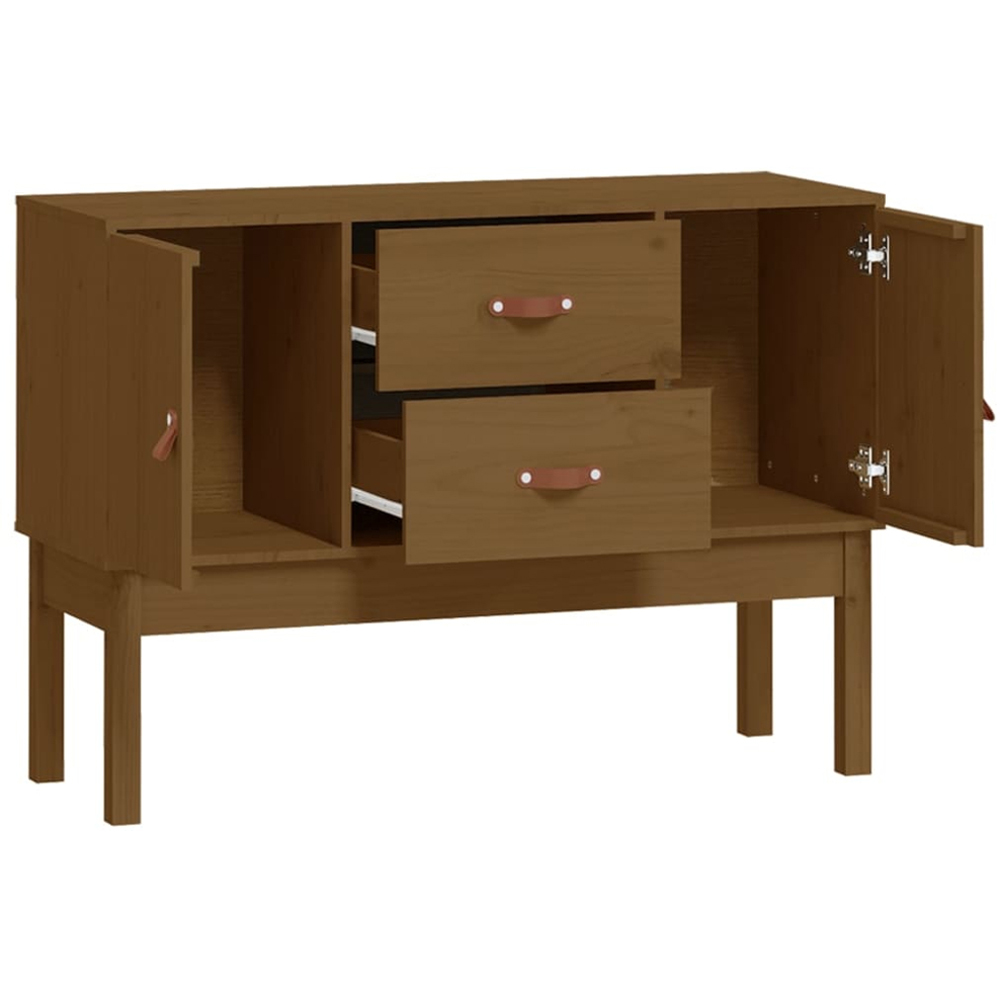 vidaXL 2 Door 2 Drawer Honey Brown Solid Wood Pine Sideboard Image 6