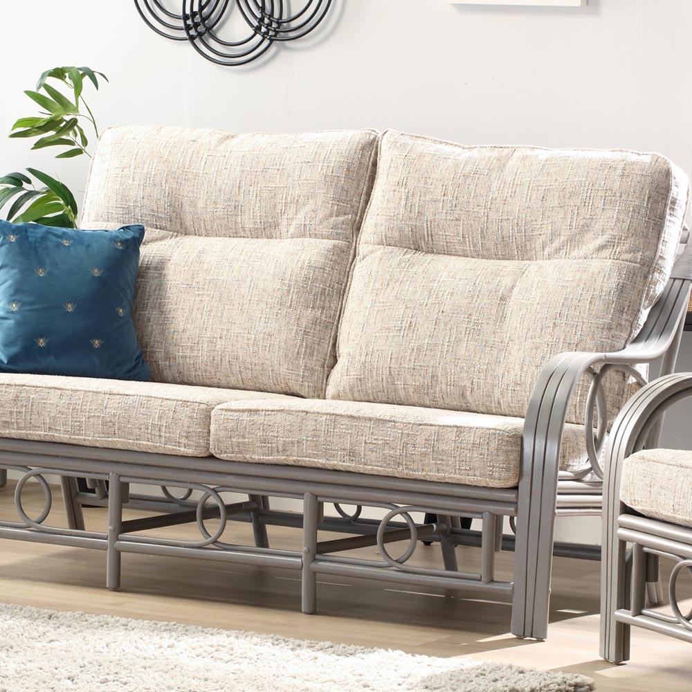 Desser Furniture Madrid 3 Seater Grey Natural Rattan Farrow Sofa Image 6