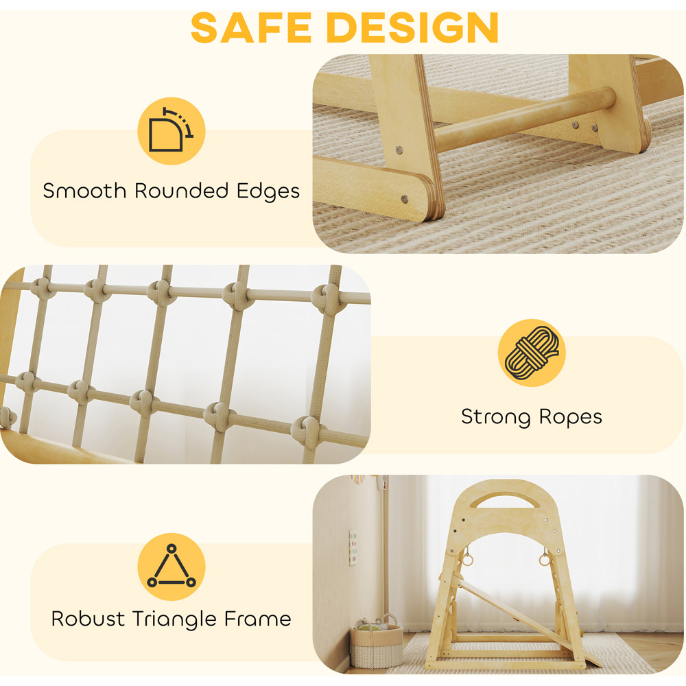 Tommy Toys AIYAPLAY 6-in-1 Kids Indoor Climbing Frame with Slide Monkey Bars and Ladder Image 7