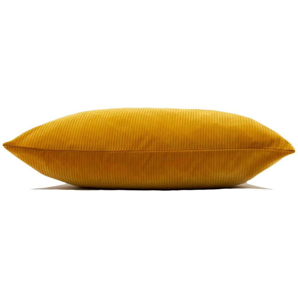 furn. Aurora Yellow Ribbed Velvet Cushion Image 3