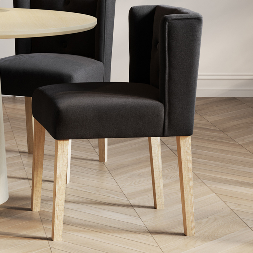 LPD Home Shay Anthracite Linen Winged Back Dining Chair Image 1
