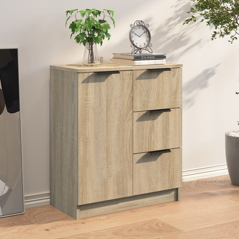 vidaXL Single Door 3 Drawer Sonoma Oak Sideboard Image 8