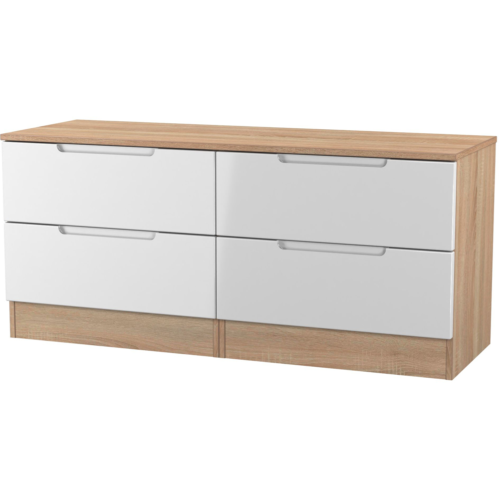 Crowndale Milan 4 Drawer White Gloss and Bardolino Oak Bed Box Ready Assembled Image 2