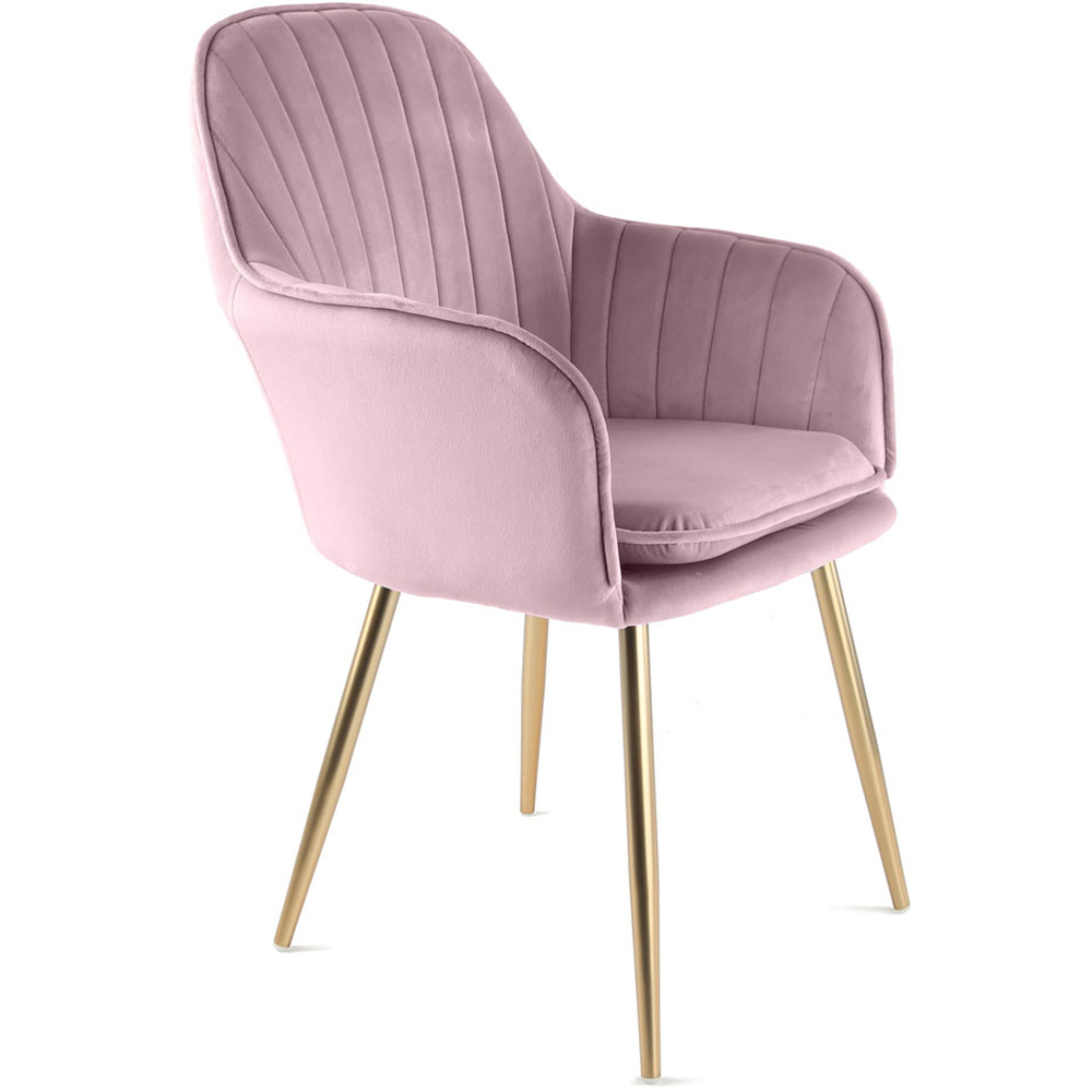 Muse Violet Tulle Velvet Accent Chair with Golden Legs Set of 2 Image 2